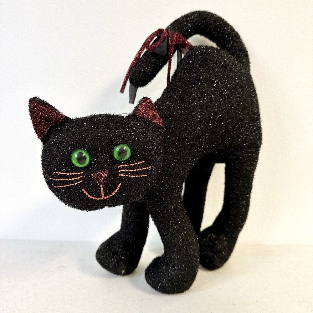 Kids of America 14.5" Black‎ Halloween Cat Metallic Vintage 2000 Plush Toy